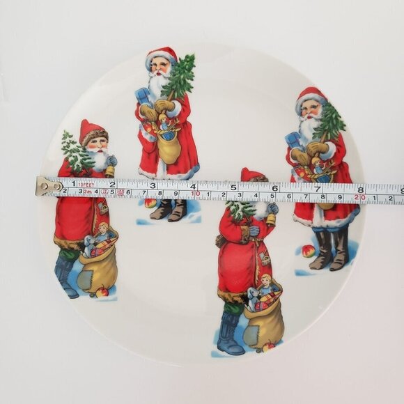 Set of 4 Vintage Santa Claus 10" Lunch /Dessert Plates Christmas Holiday Table - Picture 3 of 11